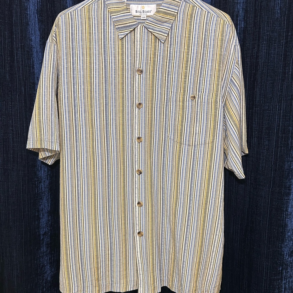 Bill Blass Men's Casual Striped Shirt - Yellow and Gray